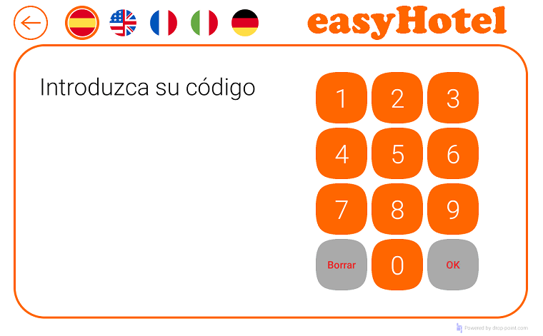 Teclado para introducir códigos de apertura en la consigna inteligente de easyHotel