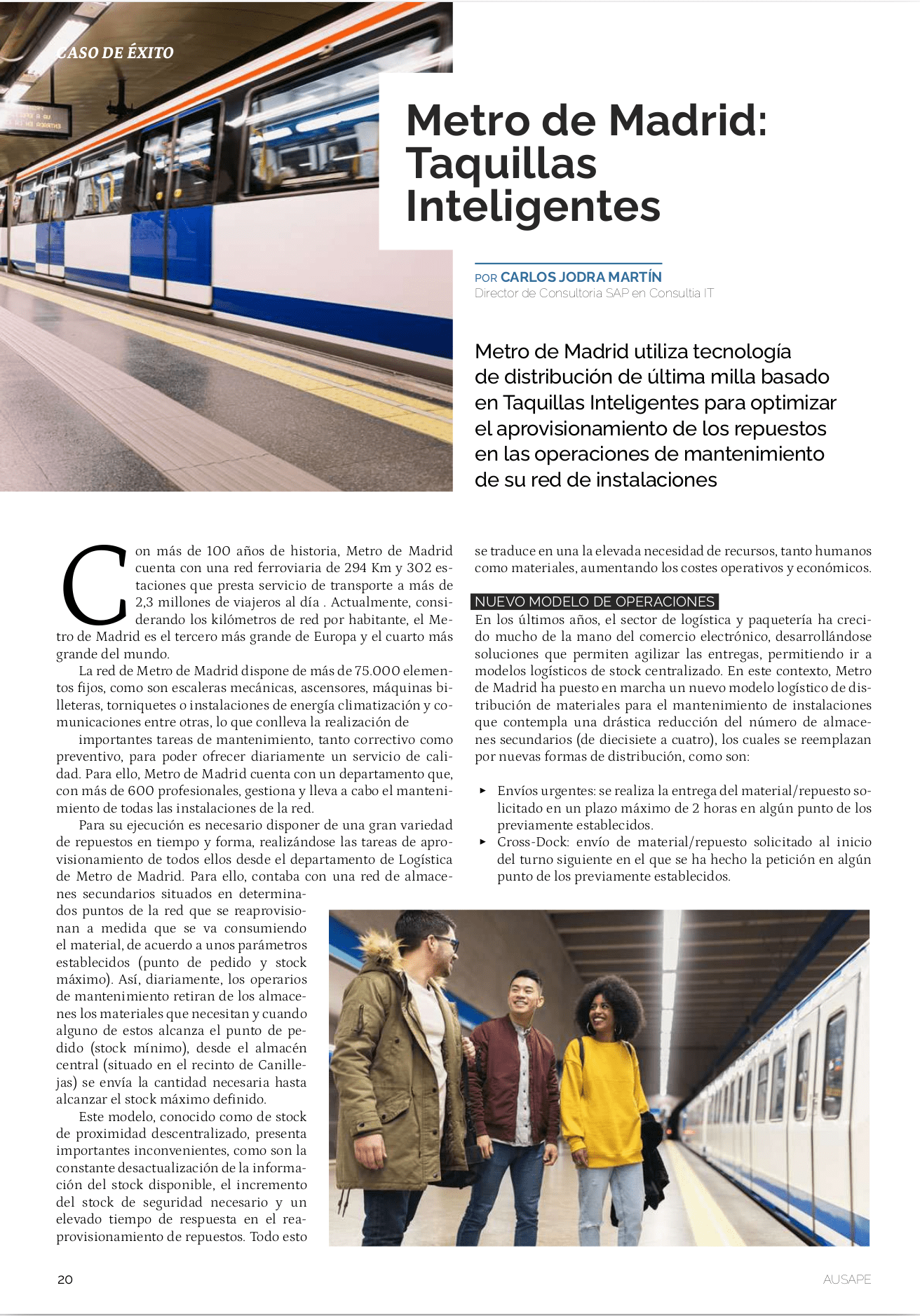 Página 1 artículo AUSAPE Taquillas inteligentes SAP