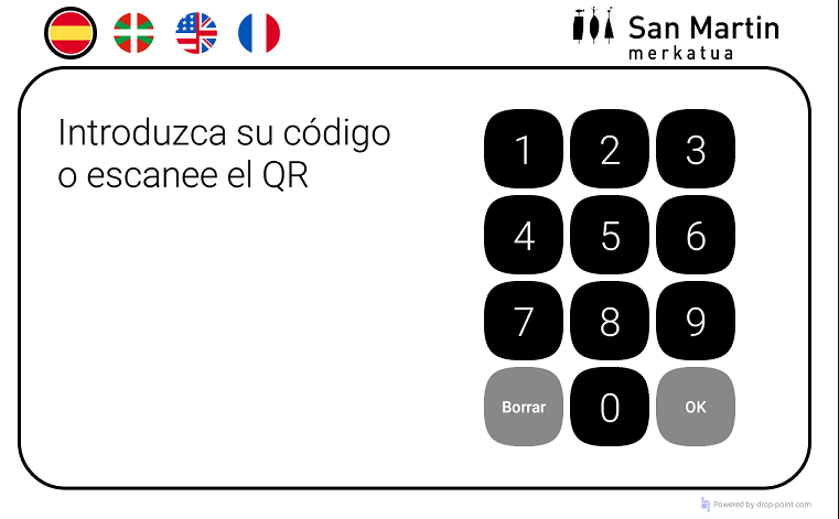Interfaz de pantalla táctil de taquilla inteligente de Mercado San Martín