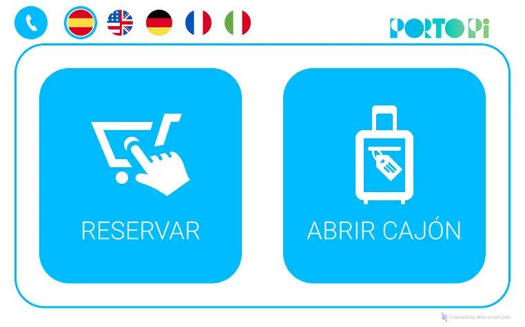 Intefaz de pantalla consigna electrónica de custodia de enseres personales en C.C. Porto Pi
