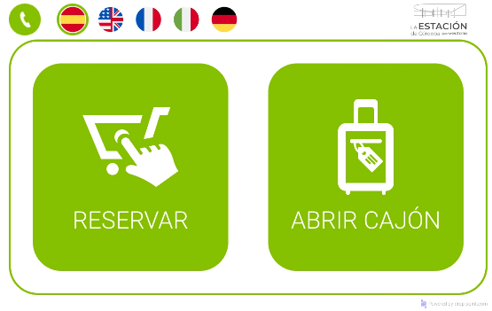 Interfaz de pantalla de la consigna inteligente para custodia de equipaje en ESTACIÓN INTERMODAL CORDOBA